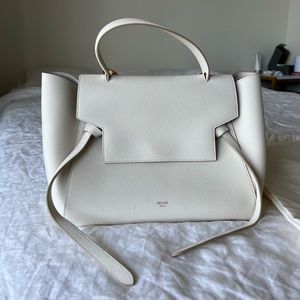 Celine Nano Belt Bag in Grained Calfskin Large Cream White Like New